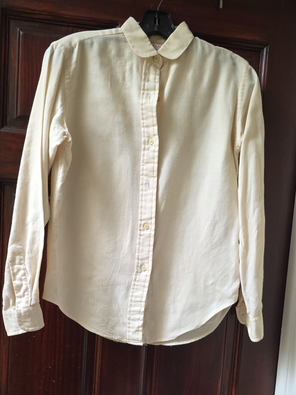Women's Viyella Part Wool And  And Part Cotton Cream Button-Up Dress Shirt